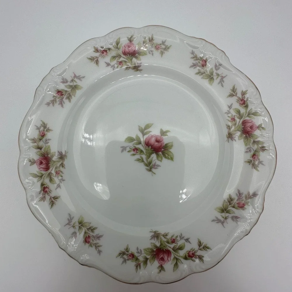 Johann Haviland Bavaria Moss Rose Bread and Butter Plates Set of 5 Gold Trim